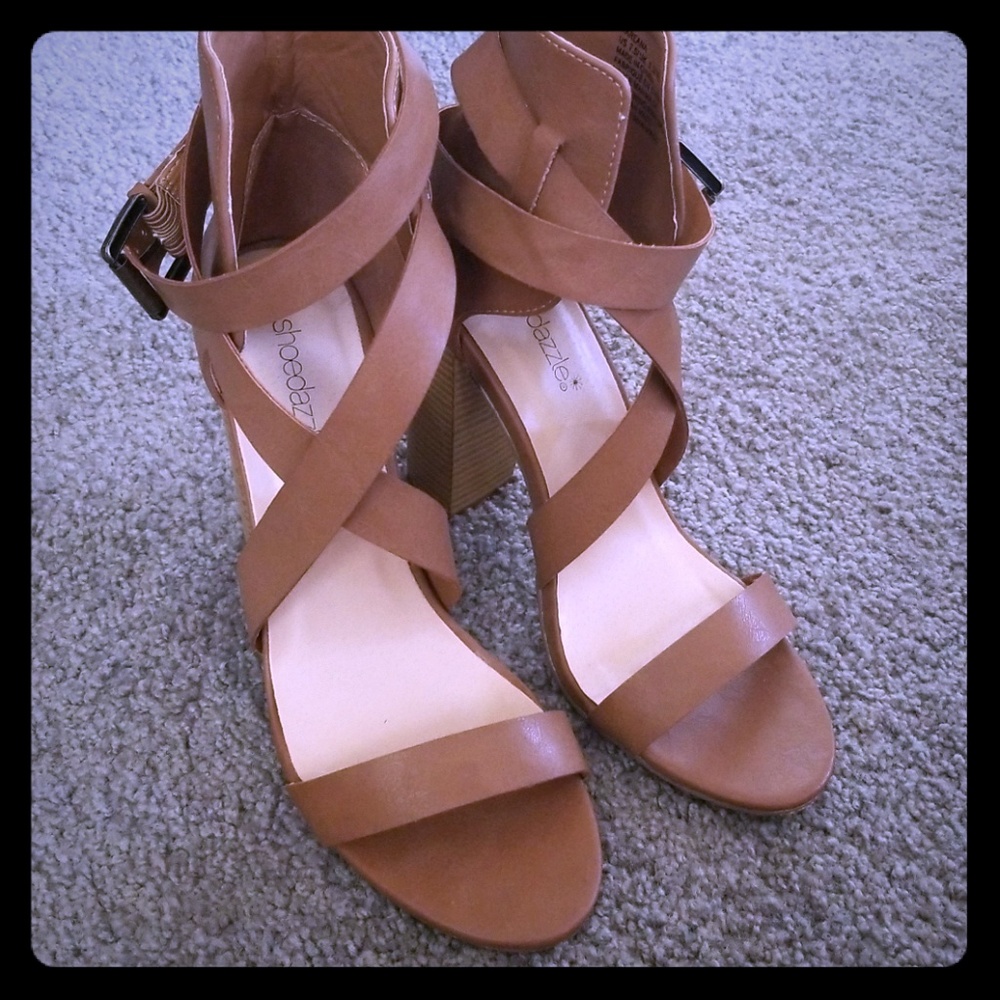 Tan Wrap ankle sandals